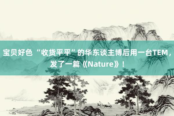 宝贝好色 “收货平平”的华东谈主博后用一台TEM，发了一篇《Nature》！