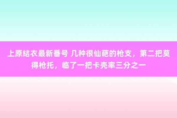 上原結衣最新番号 几种很仙葩的枪支，第二把莫得枪托，临了一把卡壳率三分之一