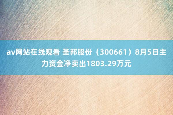 av网站在线观看 圣邦股份（300661）8月5日主力资金净卖出1803.29万元