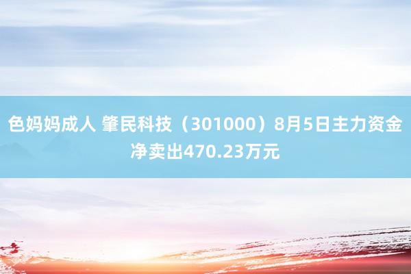 色妈妈成人 肇民科技（301000）8月5日主力资金净卖出470.23万元