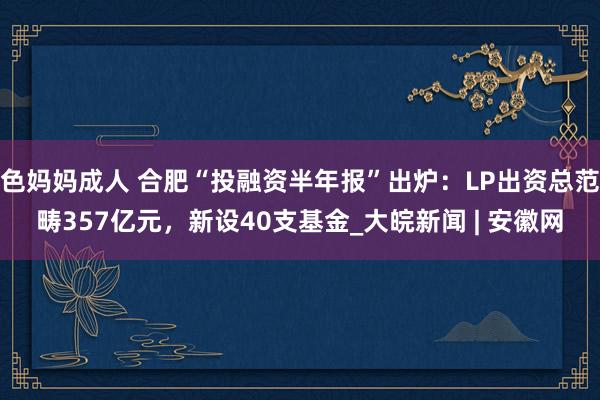 色妈妈成人 合肥“投融资半年报”出炉：LP出资总范畴357亿元，新设40支基金_大皖新闻 | 安徽网