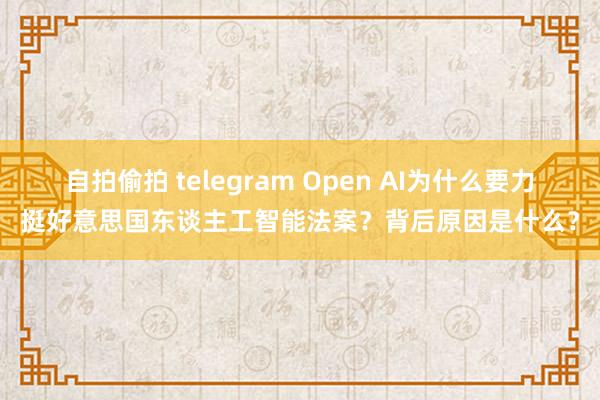 自拍偷拍 telegram Open AI为什么要力挺好意思国东谈主工智能法案？背后原因是什么？