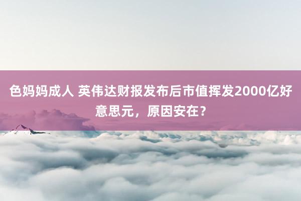 色妈妈成人 英伟达财报发布后市值挥发2000亿好意思元，原因安在？