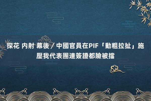 探花 内射 幕後／中國官員在PIF「動粗拉扯」施壓　我代表團連簽證都險被擋