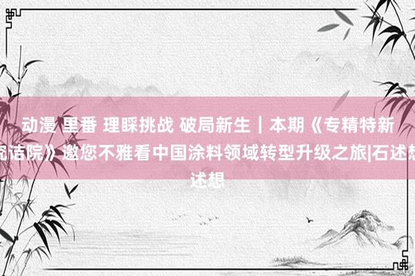 动漫 里番 理睬挑战 破局新生｜本期《专精特新究诘院》邀您不雅看中国涂料领域转型升级之旅|石述想