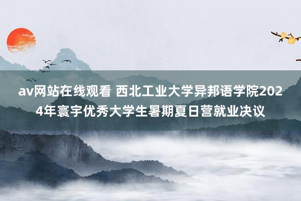 av网站在线观看 西北工业大学异邦语学院2024年寰宇优秀大学生暑期夏日营就业决议